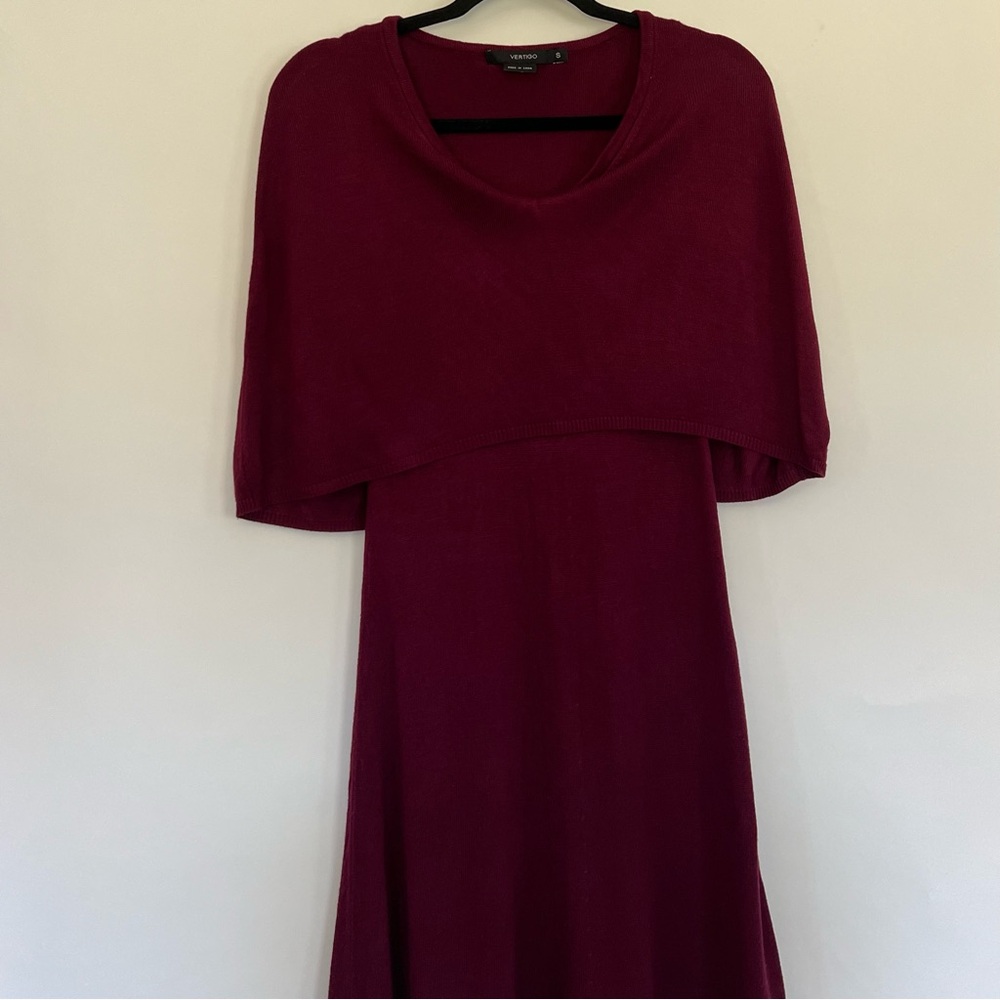 Vertigo Burgundy Caplet Sweater Dress, Size Small